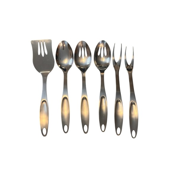Amco Other - Amco 18/8 Stainless steel Stotted Spatula 3 Spoons 2 Meat Fork Utensils Lot Of 6